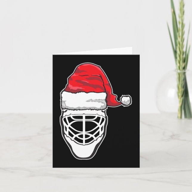 Roligt jul Hockey Goalie Mask Santa Hat Julafton G Kort (Framsida)