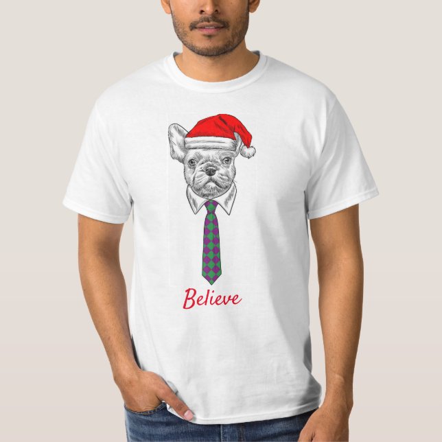 Roligt Jul-hund med jultomte T Shirt (Framsida)