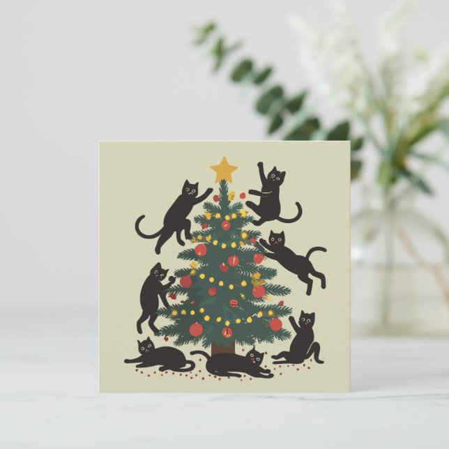 Roligt jul katt älskare Glad katt år  Julkort (Stående Fram)