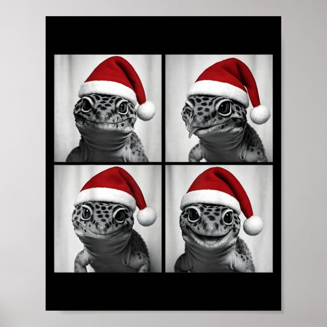 Roligt jul leopard gekko jultomte fotobooth  poster (Framsidan)