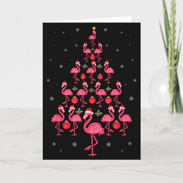 Roligt jul Nk Flamingo Träd Julpresent Fågel Kort (Framsida)