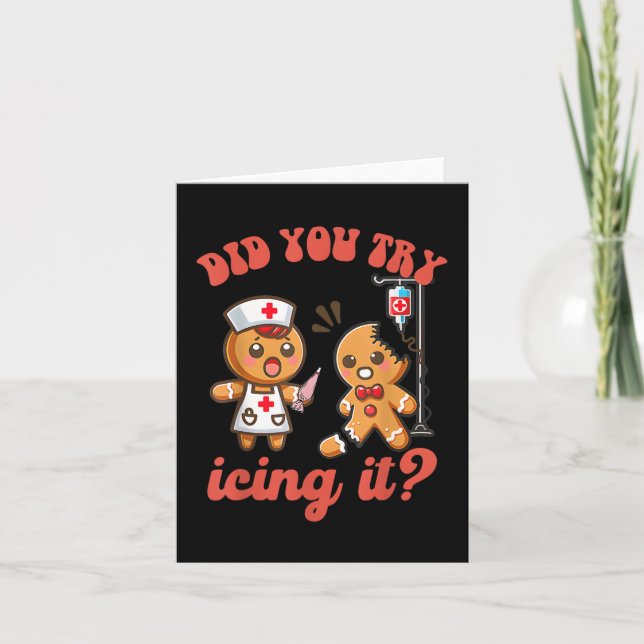 Roligt Jul Nurse Pepparkaksgubbe Prova Ic Kort (Framsida)