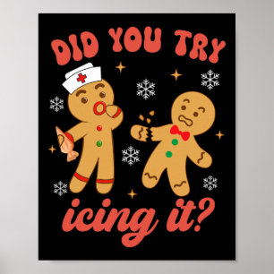 Roligt Jul Nurse Pepparkaksgubbe Prova Ic Poster
