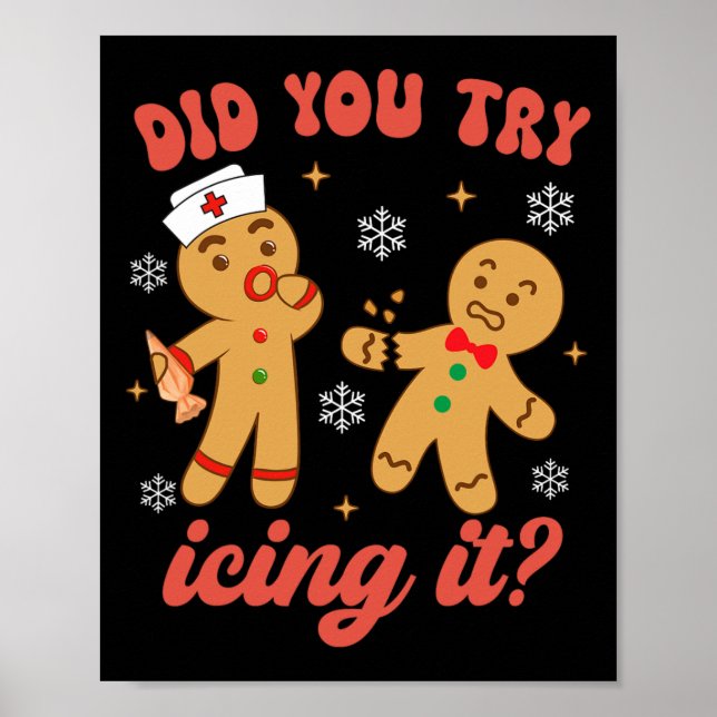 Roligt Jul Nurse Pepparkaksgubbe Prova Ic Poster (Framsidan)