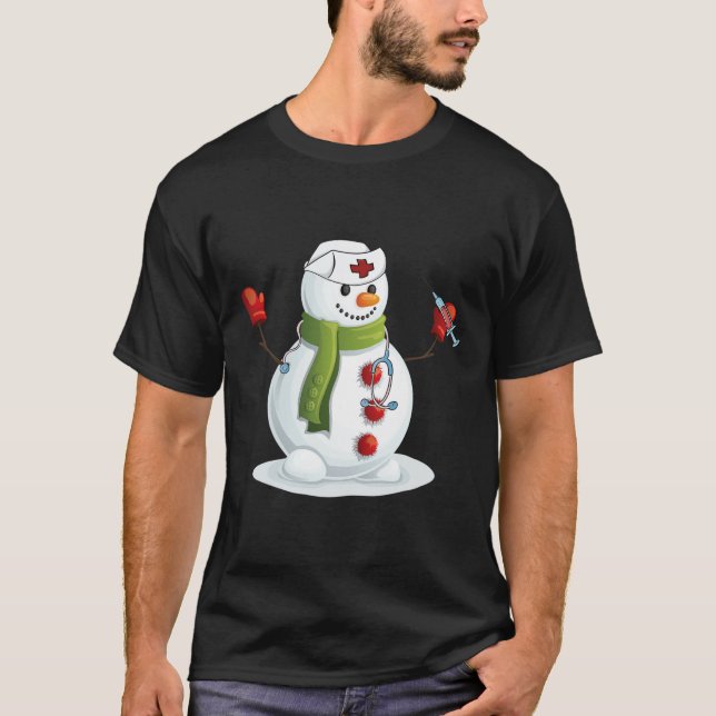 Roligt Jul: Nurse Snö-man Nursing Rn Registrerad T Shirt (Framsida)