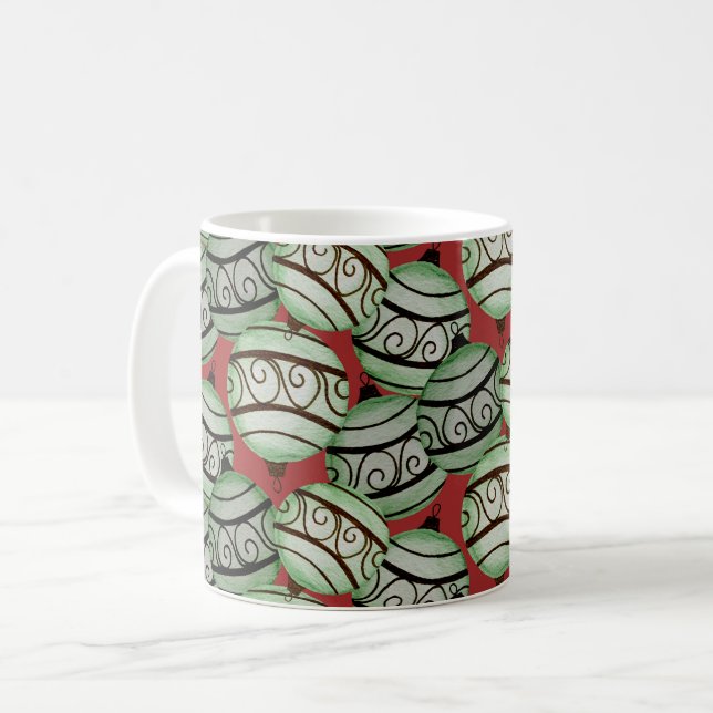 Roligt Jul Ornament Patternent Kaffemugg (Framsida vänster)