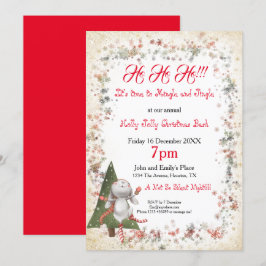 Roligt Jul Party Cute Bunny Träd Star Snowflake Inbjudningar