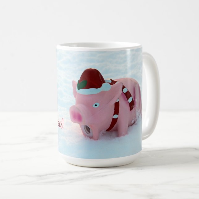 Roligt Jul Piggy Coffee Kopp! Kaffemugg (Framsida höger)