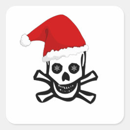 Roligt jul Pirat Skull med Santa Hat Fyrkantigt Klistermärke