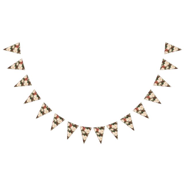 Roligt jul Poinsettia Splendor Helgdag Vimplar (Alla)