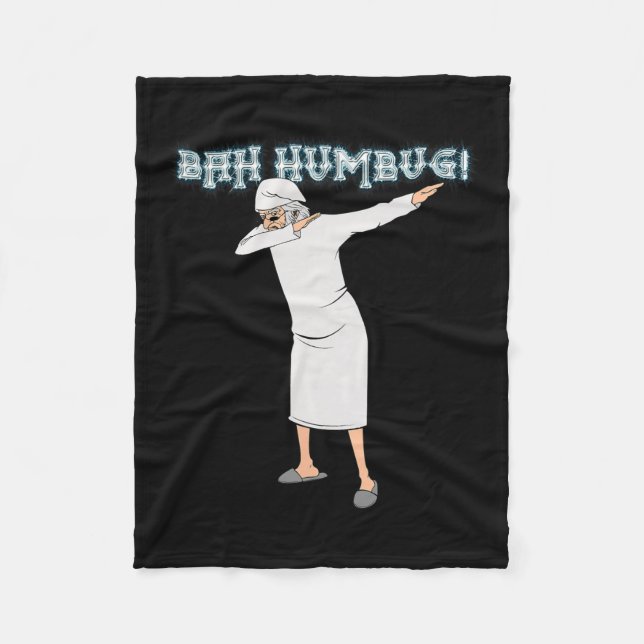 Roligt jul Sång Dabbing Scrooge Nightgown Bah Fleecefilt (Framsidan)