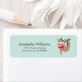 Roligt jul Sloth Returadress Etikett