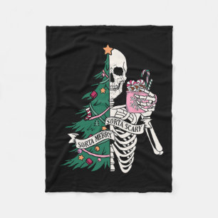 Roligt jul Sorta Merry Sorta Scary Skeleton Xma Fleecefilt