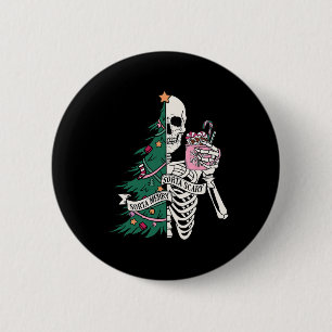 Roligt jul Sorta Merry Sorta Scary Skeleton Xma Knapp