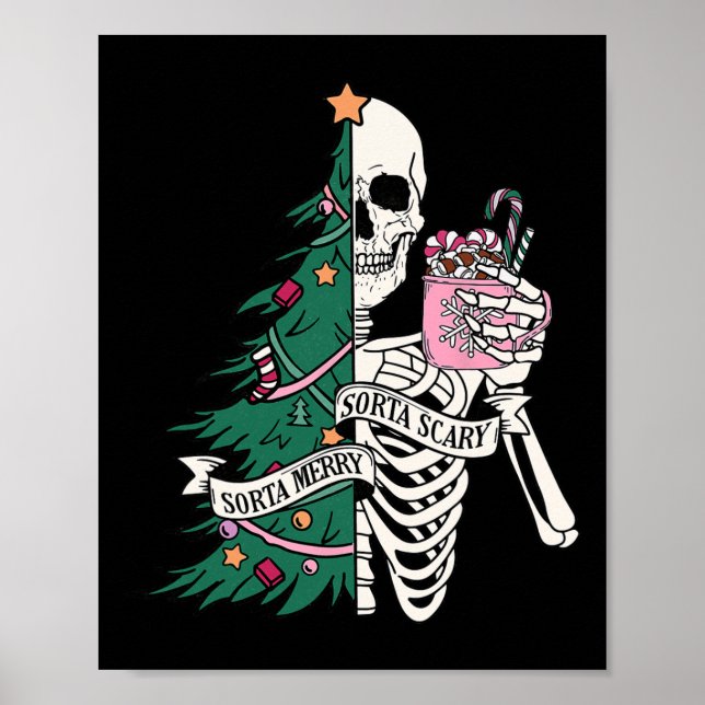 Roligt jul Sorta Merry Sorta Scary Skeleton Xma Poster (Framsidan)