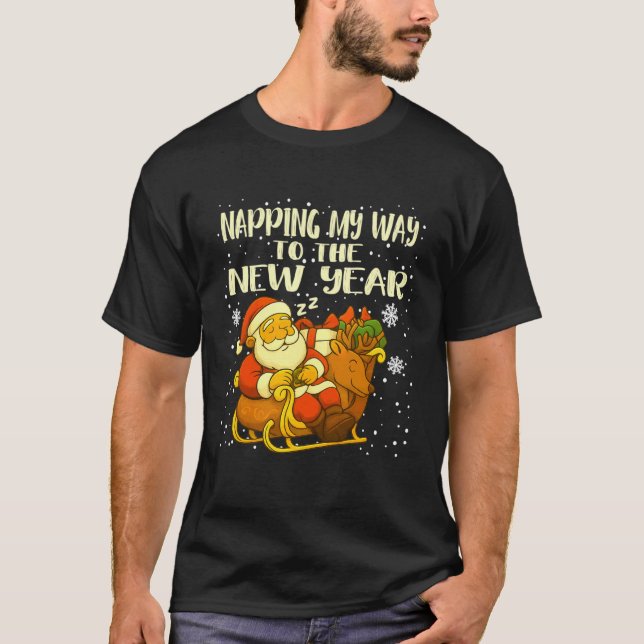 Roligt jul sovande tomte nyår 2019s för T Shirt (Framsida)