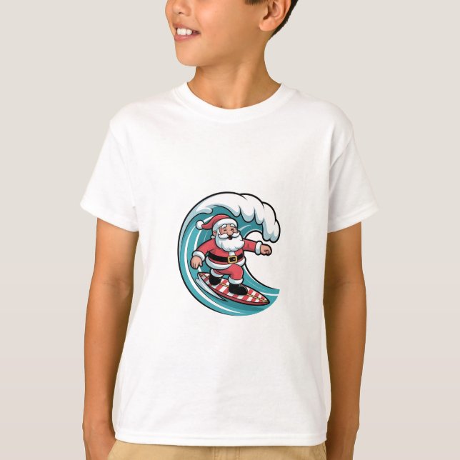 Roligt jul tomte surfingbräda surfing t shirt (Framsida)