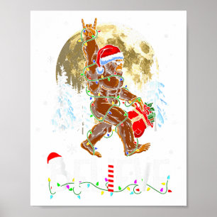 Roligt jul Xmas Bigfoot Tro Sasquatch i Poster