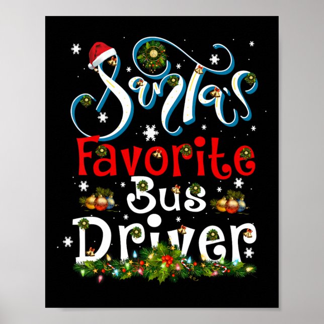 Roligt Julafton Lighting Santa's Favorite Buss Dri Poster (Framsidan)