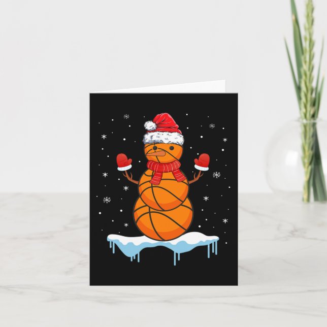 Roligt Julbasket Santa Snögubbe Kort (Framsida)