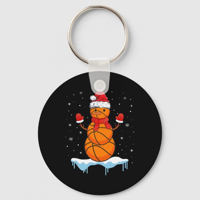 Roligt Julbasket Santa Snögubbe Nyckelring (Framsida)