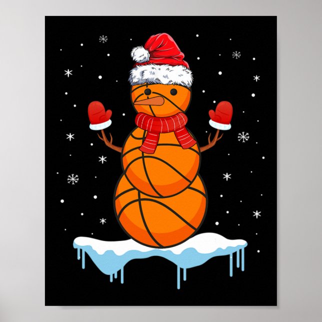 Roligt Julbasket Santa Snögubbe Poster (Framsidan)