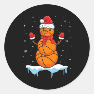 Roligt Julbasket Santa Snögubbe Runt Klistermärke