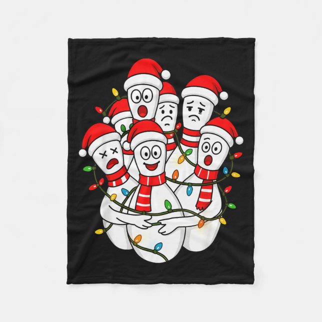 Roligt julbowling Santa Bowling Ns Team Män Fleecefilt (Framsidan)
