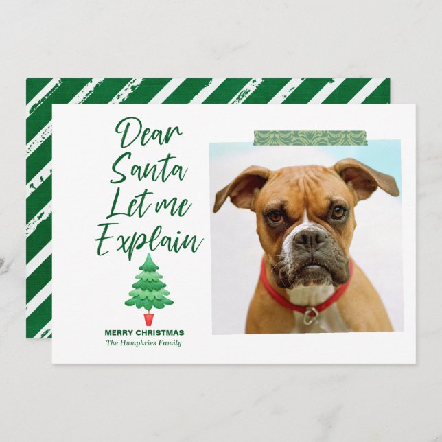 Roligt julbrev Kära Tomte Låt mig förklara Grön Ho Julkort (Fram/baksida)