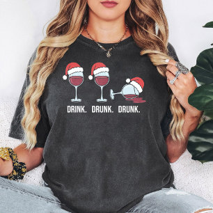 Roligt juldryck Berusad Vinglasar Julfirande T Shirt
