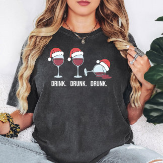 Roligt juldryck Berusad Vinglasar Julfirande T Shirt