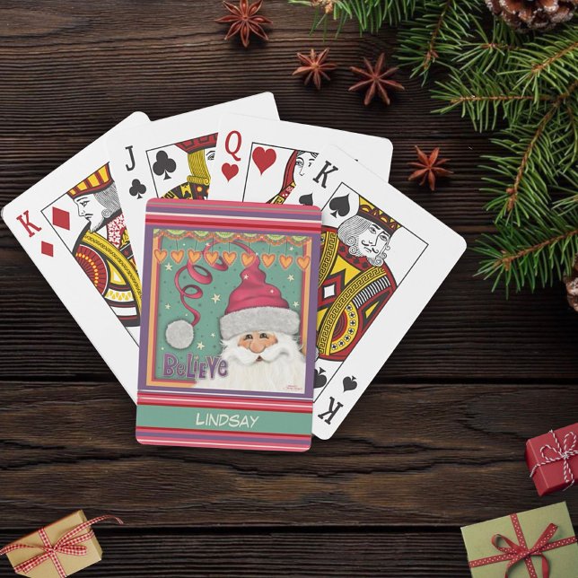 Roligt Julens eget namn Rosa Santa Inspirief Casinokort (Skapare uppladdad)