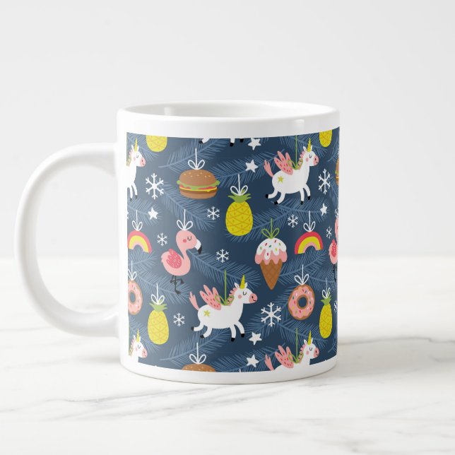 Roligt Julföreningarna och Flamingos Mönster Jumbo Mugg (Vänster)