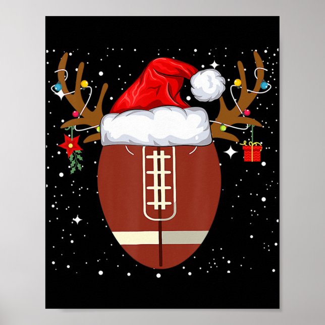 Roligt Julfotboll Boll Santa Hat Reindeer Xma Poster (Framsidan)