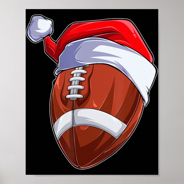 Roligt Julfotboll Boll Santa Hat Sport Julafton Poster (Framsidan)