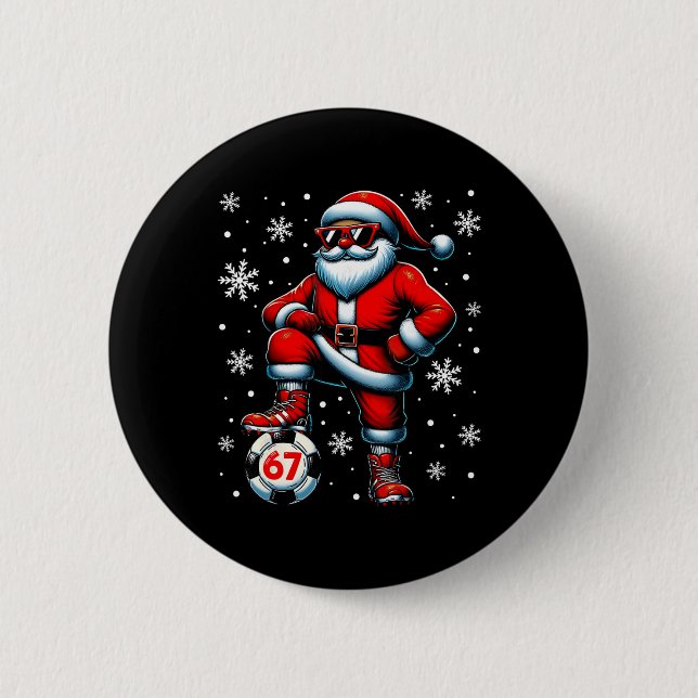Roligt julfotboll Cool Santa Claus 6 7 Meme T Knapp (Framsida)
