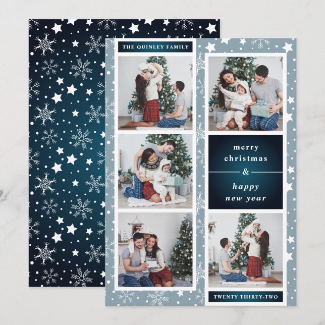 Roligt Julfotopaket | Snöflingor Julkort (Fram/baksida)