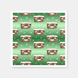 Roligt julfrukt-kakemönster grönt pappersservett