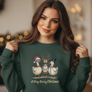 Roligt julgäng med gäss Santa renar snöman T Shirt