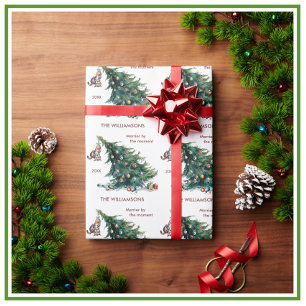 Roligt Julgran Dangling Cat Photo Presentpapper