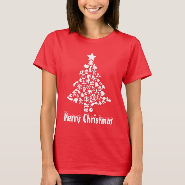 Roligt Julgran Helgdag t-shirt (Framsida)