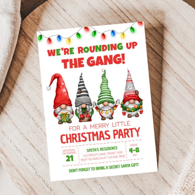 Roligt Julgrupbjudan till julfest Inbjudningar (We're Rounding Up the Gang Christmas Party Invitation)