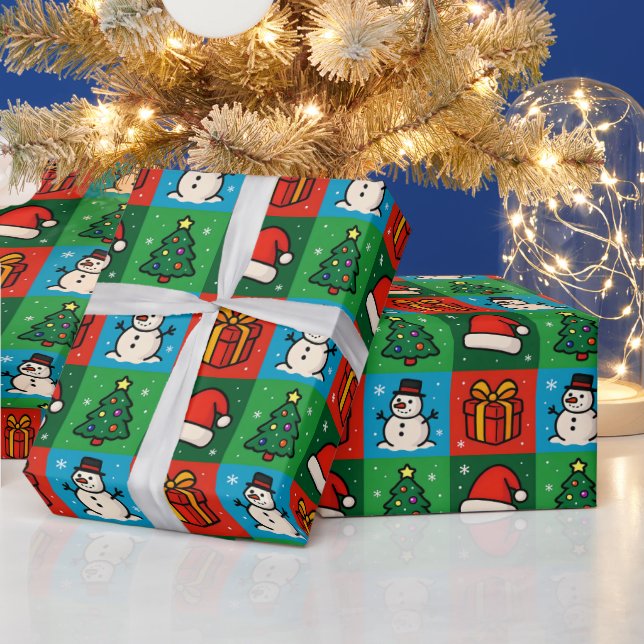 Roligt Julikoner Wrapping Papper Presentpapper (Helgdagar)