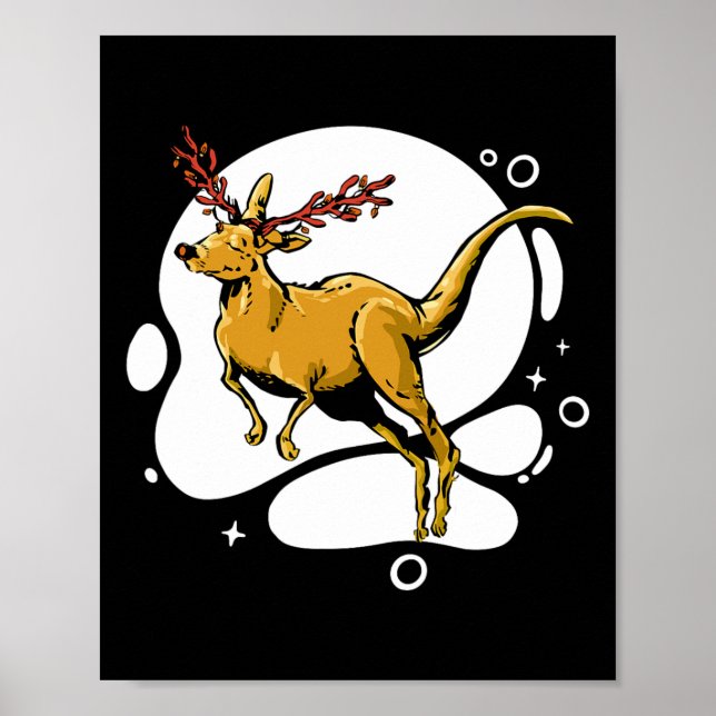 Roligt julkänguru ren Australien män kvinnor Poster (Framsidan)