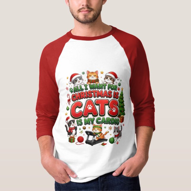 Roligt julkatthjärta t shirt (Framsida)