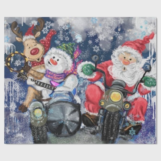 Roligt julklappspapper glada vänner presentpapper (Platt)