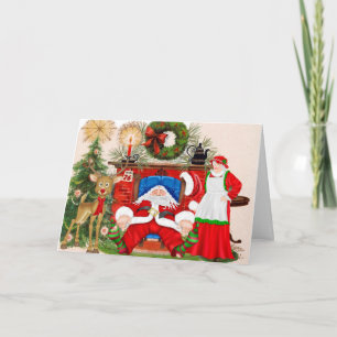 Roligt julkort med jultomten helgkort