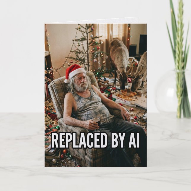 Roligt julkort om AI ersätter Tomte Kort (Framsida)