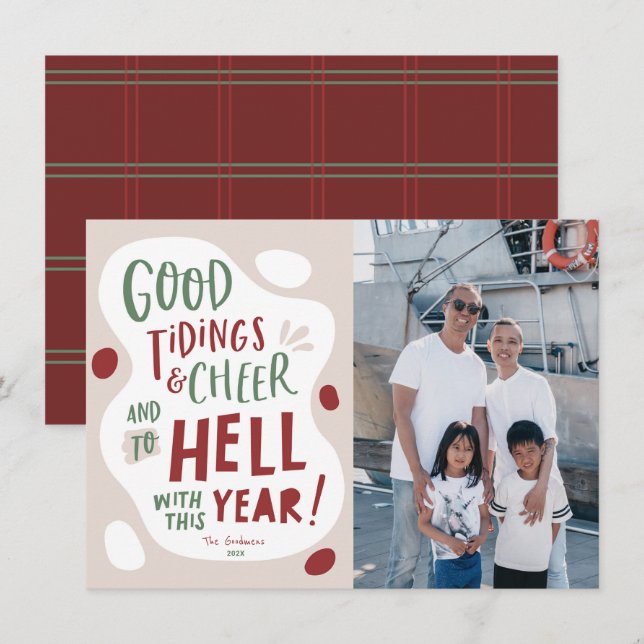 Roligt julkort, Till helvetet med årets foto Julkort (Fram/baksida)
