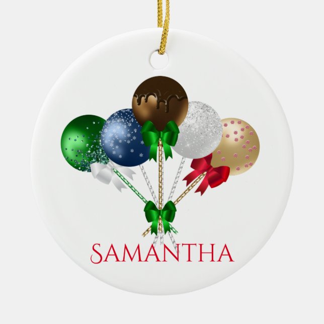 Roligt julkummelpop färgstark julgransprydnad keramik (Framsidan)